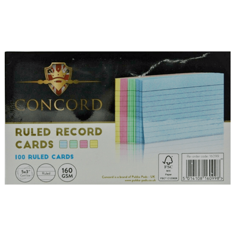Concord Assorted Colour Record Cards